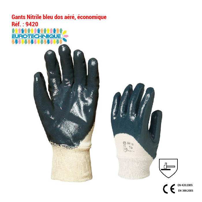 gants nitrile bleu mécanique