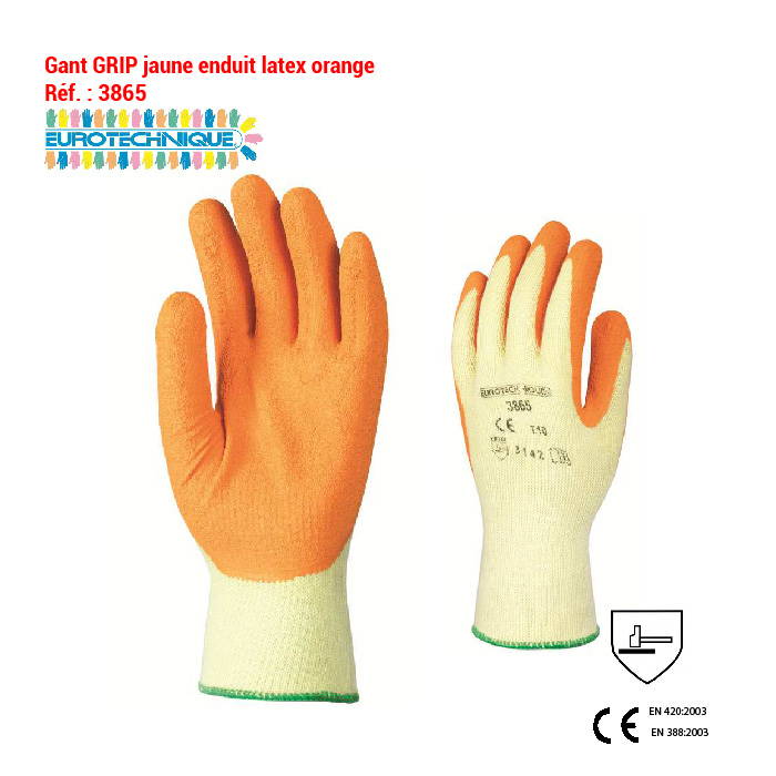 Gant GRIP jaune enduit latex orange Réf. : 3865 - PROSAFE ALGERIE