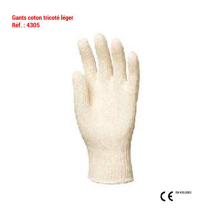 Gant coton tricoté léger Réf. : 4305 - PROSAFE ALGERIE