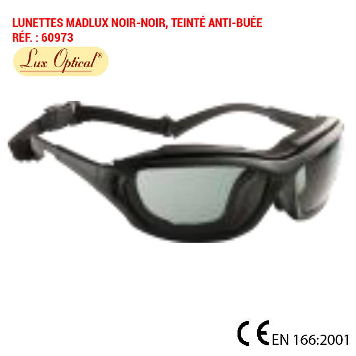 Lunette MADLUX noir-noir, teinté Anti-buée Réf. : 60973 - PROSAFE
